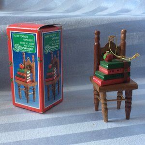 Vtg "To My Teacher" Chair with Books Ornament